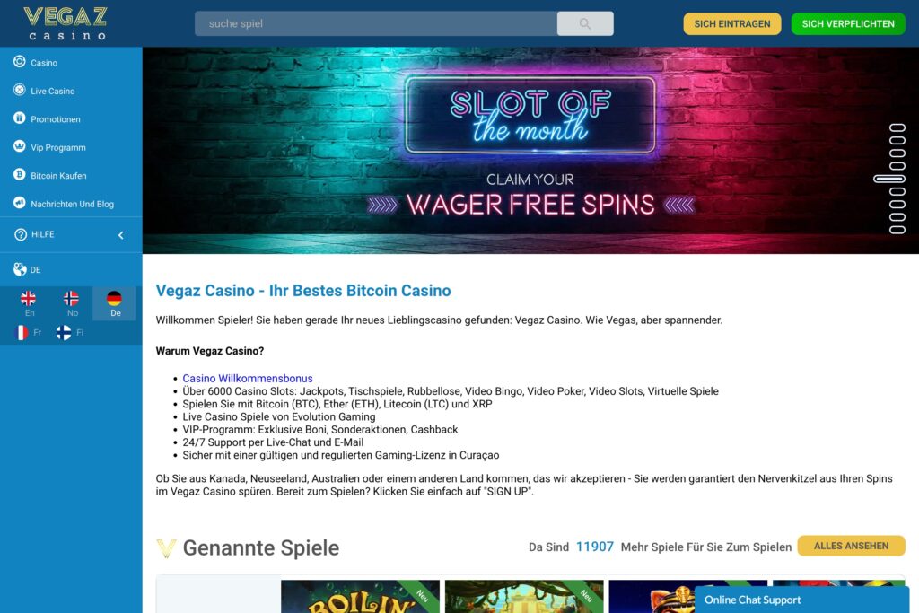 Vegaz Casino Startseite