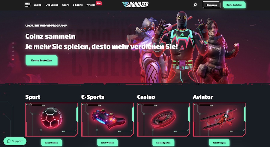 Casinozer home page
