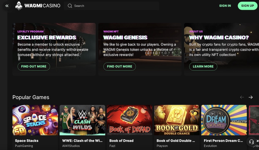 Wigma Casino Homepage