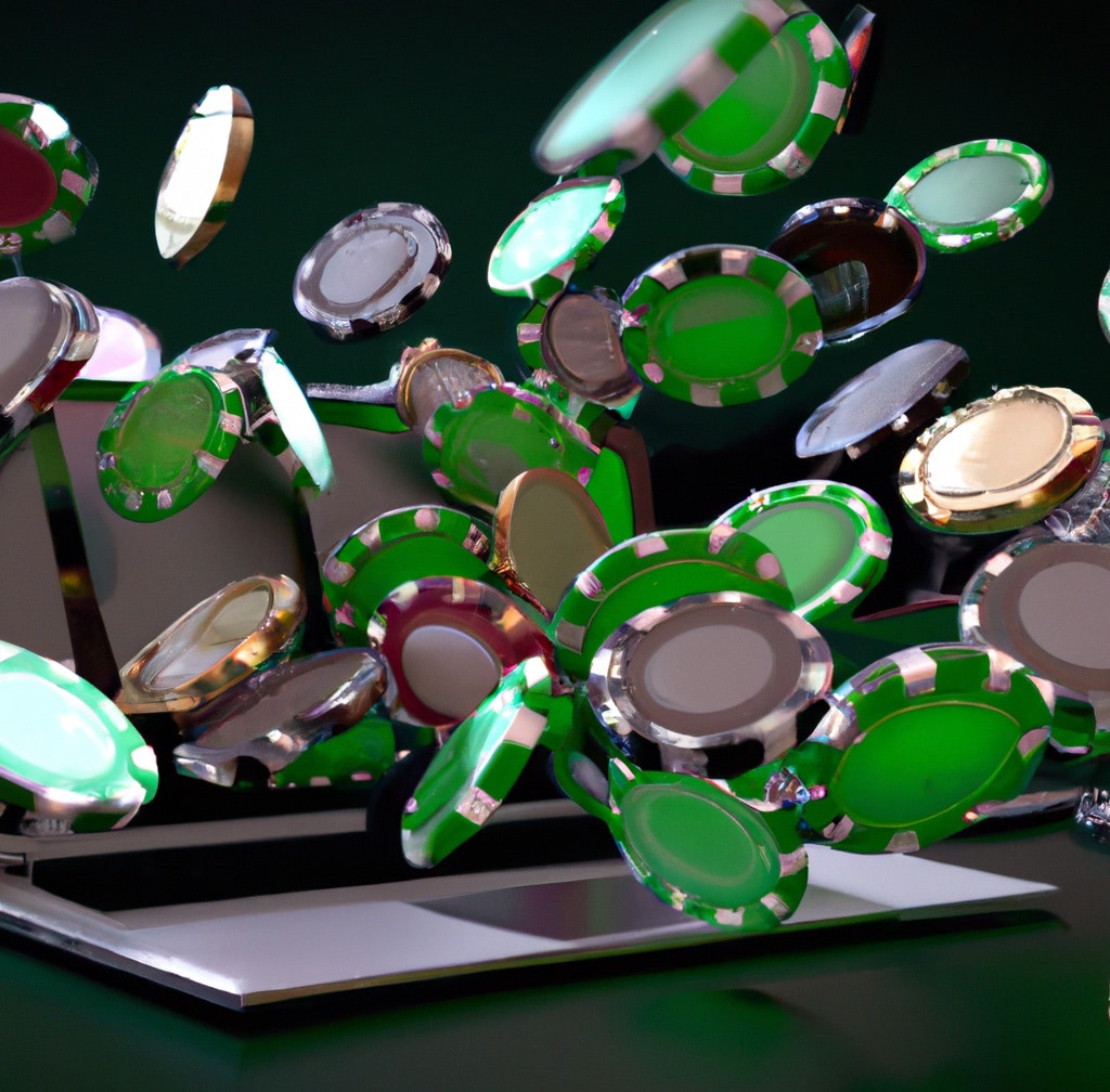 Schmelzende Casino Chips auf dem Laptop