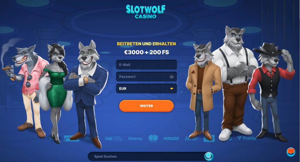 Slotwolf ist ein seriöses Casino mit einem Willkommensbonus von bis zu 3.000 € + 200 Freispiele