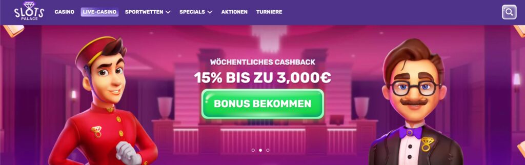 15% bis zu 3.000 Euro Willkommensbonus in Slots Palace Crypto Casino