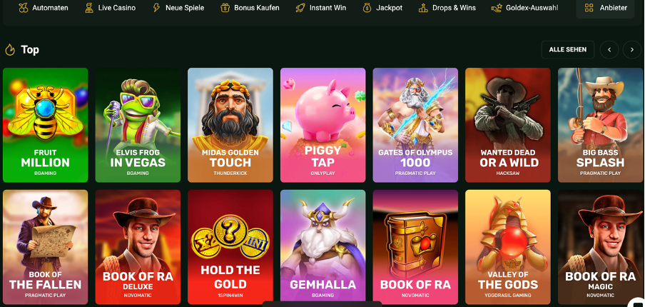 Spielautomaten bei Goldex Casino